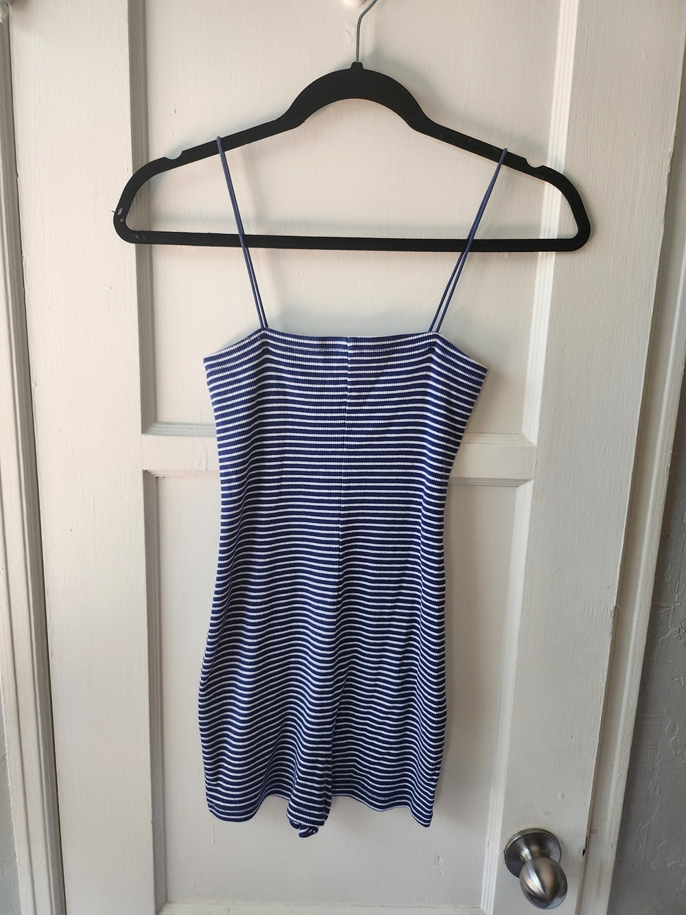 Zara Blue & White Striped Spaghetti Strap Mini Dress